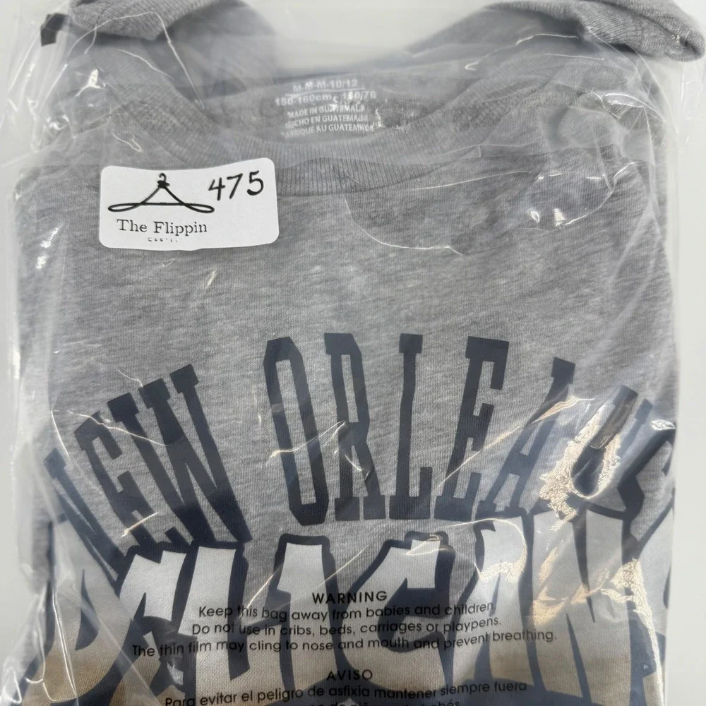 Youth New Orleans Pelicans Basketball‎ Long Sleeve T Shirt Grey NBA Kids Size M